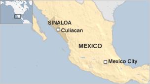 Map of Mexico showing Sinaloa state