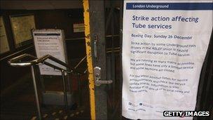 Tube strike notice