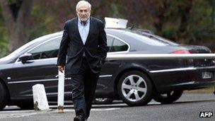 Dominique Strauss-Kahn arriving at a polling station for the Socialist party's 2011 primary vote for France's 2012 presidential election in Sarcelles, a northern suburb of Paris on 9 October 2011