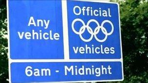 Olympic Route Network sign, pic courtesy of TfL