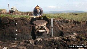 The excavated cist at Whitehorse Hill on Dartmoor