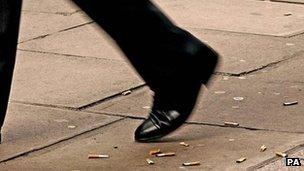 Cigarette butts on the street