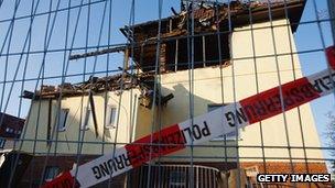 Remains of apartment allegedly burnt out by suspect Beate Z in Zwickau, Germany, on 13 November 2011