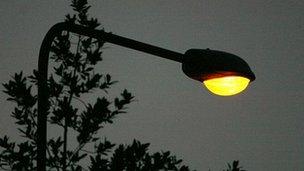 A street light at twilight