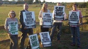 Protesters against green belt land development