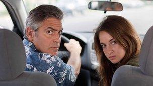 George Clooney with Shailene Woodley in The Descendants