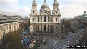 Tents outside St Paul's Cathedral