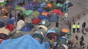 Tents outside St Paul's Cathedral