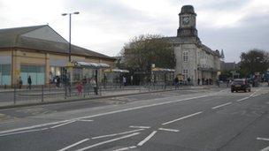 The area near Aberystwyth railway station