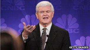 Newt Gingrich at a debate in Michigan on 9 November 2011