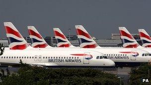 British Airways planes at Heathrow Airport