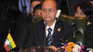 Burmese leader Thein Sein at the Asean summit on 17 November 2011