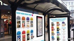 Bus stop with HMV QR codes