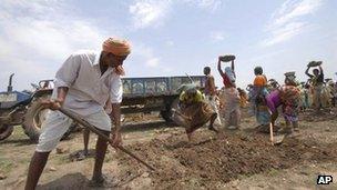 Work under India's rural jobs scheme in Andhra Pradesh