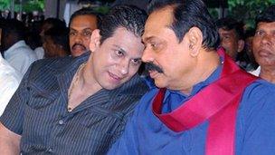 Duminda Silva (left) with President Rajapaksa