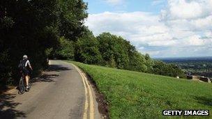 Cyclist on Box Hill