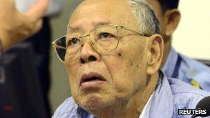 Former Khmer Rouge Foreign Minister Ieng Sary attends a public hearing at the Extraordinary Chambers in the Courts of Cambodia (ECCC) on the outskirts of Phnom Penh 20 October 2011