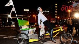 Matt Baker completes The One Show's Rickshaw Challenge for Children in Need live on The One Show