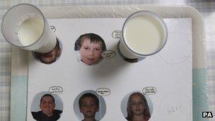 Glasses of milk used to illustrate a school in Scotland which has only seven pupils