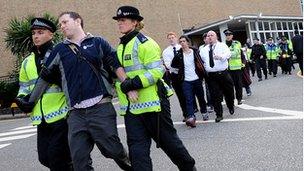 Police eject demonstrators from Television Centre