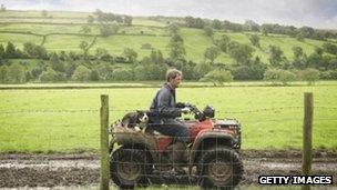 A farmer on a quad bike