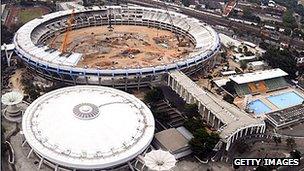 Work being done on the Maracana football stadium in Brazil ready for 2014 World Cup