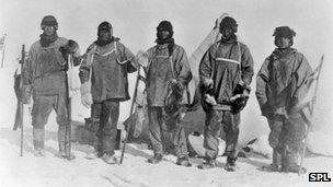 Terra Nova expedition at the South Pole in 1912