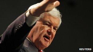 Newt Gingrich at St Anselm College in Manchester, New Hampshire 21 November 2011