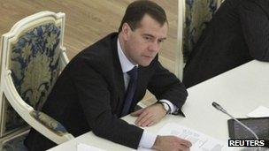 The Russian president, Dmitry Medvedev