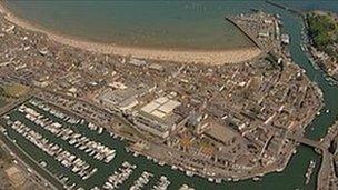 Aerial shot of Weymouth