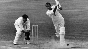 Basil D'Oliveira batting for England at the Oval in 1968