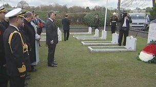 President Abdullah Gul at the naval cemetery at Haslar Hospital, Gosport