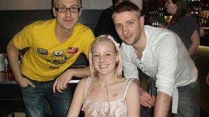 Kirstie with Stuart and comedian Russell Howard