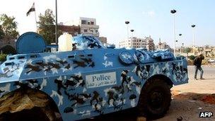 A Syrian police armoured vehicle in Homs. Photo: 24 November 2011