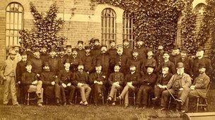 Photograph of the male staff at Broadmoor in 1885