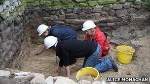 Small excavation being carried out at the Nunnery in Alderney in 2011