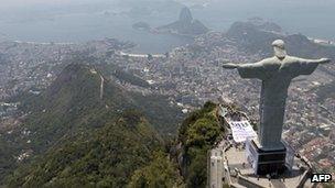 The statue of Christ the Redeemer standing over Rio de Janeiro