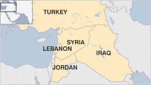 Map of Syria and its neighbours