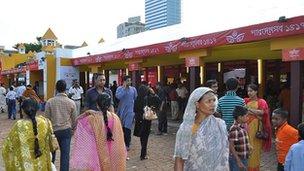 File picture of Hindu Durga Puja celebration in Dhaka