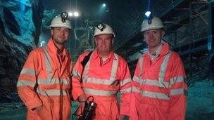 Barra Best (far right) in salt mine