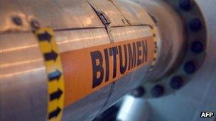 A bitumen pipe from a oil sands facility