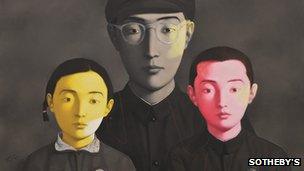 Painting entitled Bloodline Big Family number one by Chinese contemporary artist Zhang Xiaogang