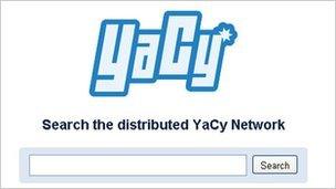 Screengrab of YaCy demo page, Free Software Foundation Europe