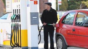 Man filling up at the petrol station