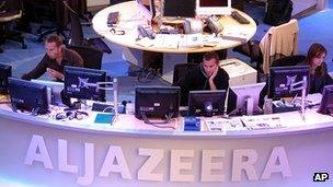 The newsroom at the headquarters of Al-Jazeera