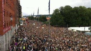 Anti-violence rally in Oslo to show support for the victims Anders Behring Breivik's attacks