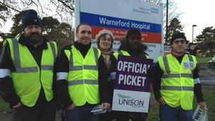 Picket line at Warneford Hospital in Oxfordshire