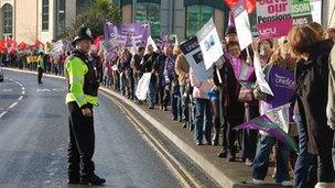 Union members march through Truro