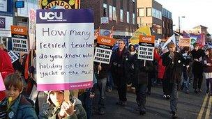 Public sector worker strike march in Swindon