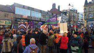 Hundreds marched in Barnsley to protest against pension reforms